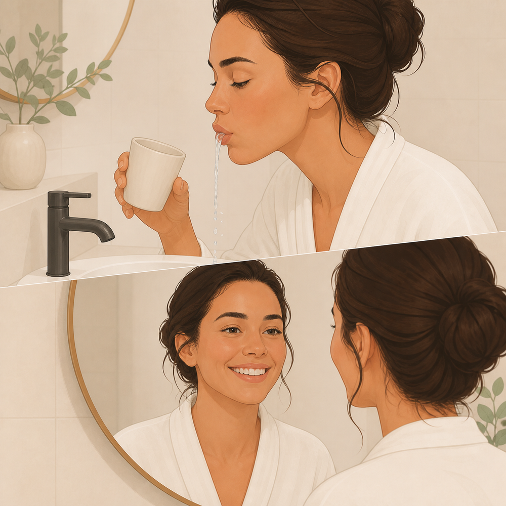 Enjuágate bien y admira una sonrisa visiblemente más blanca.